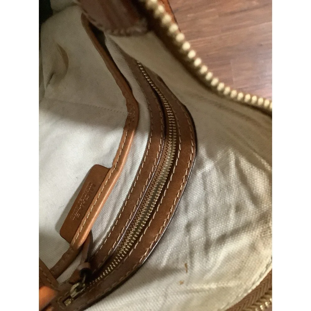 Michael KORS Brown LEATHER TAN BAG BRUSHED METAL STUDS